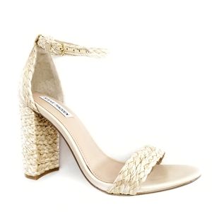 Steve Madden Carrson Natural Raffia Ankle Strap Heels